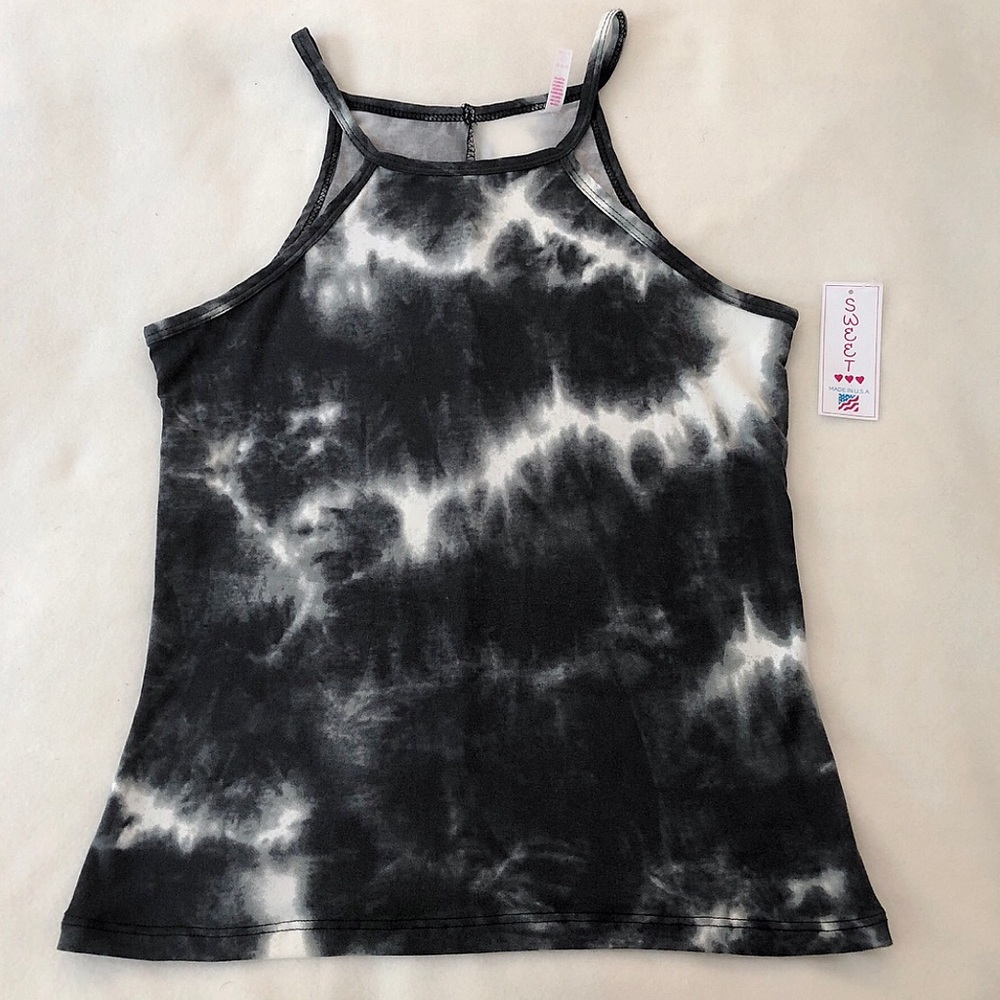 Smokey gray and white tie dye tank.